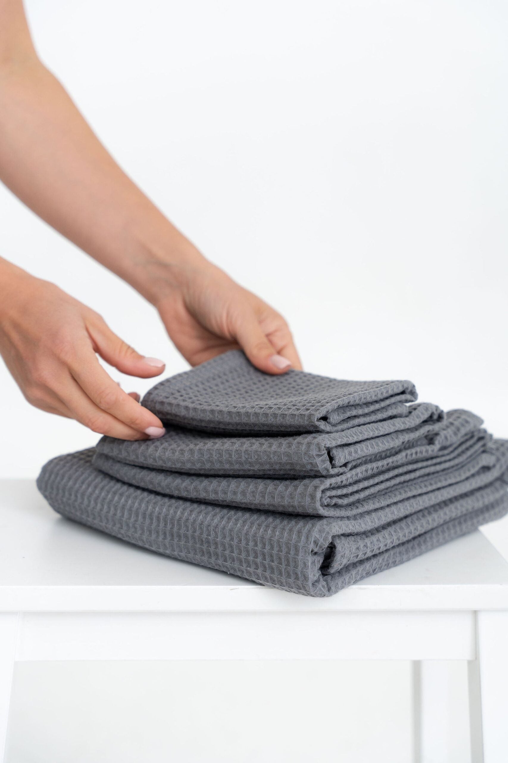 Organic Waffle Cotton Towel - Gray