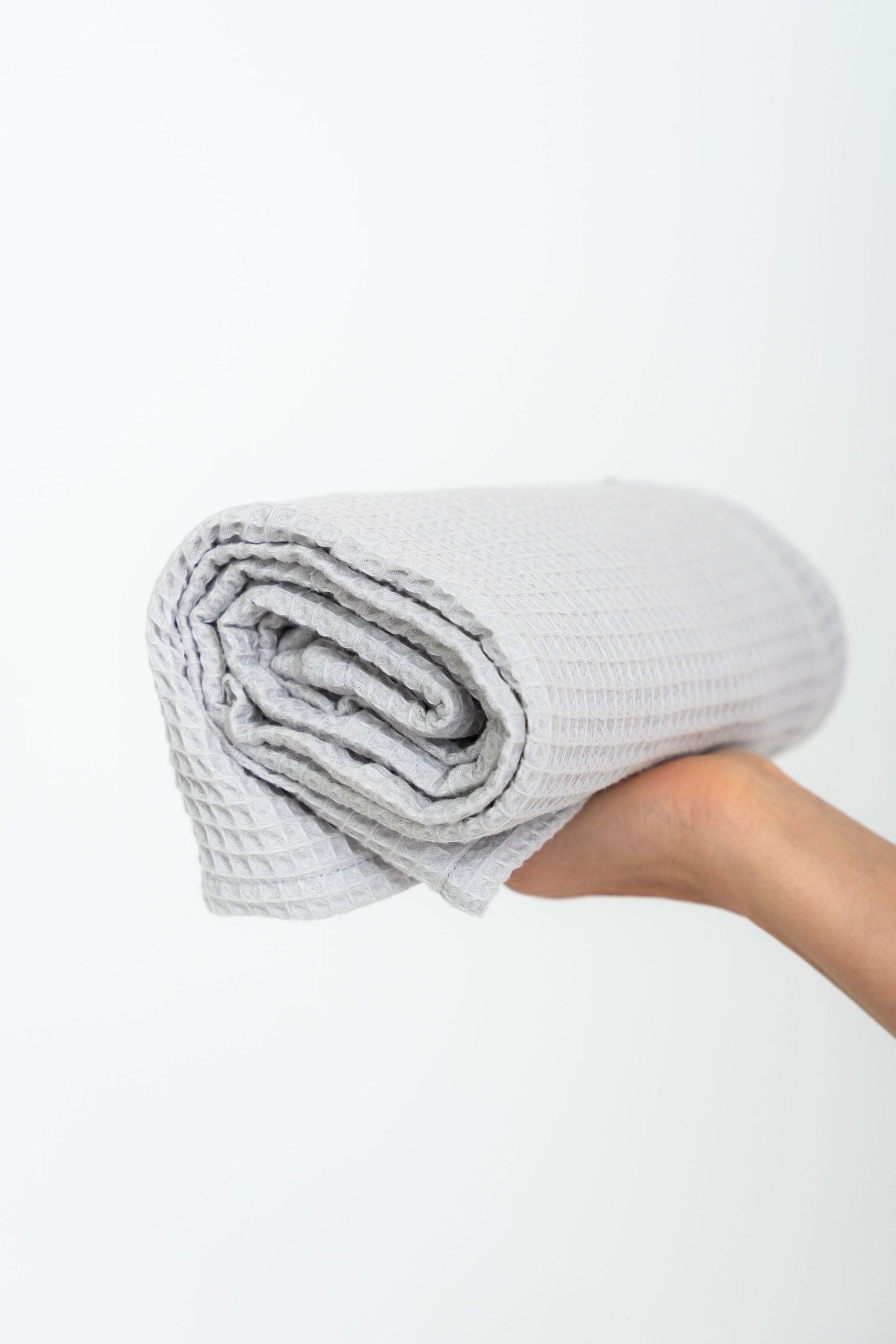 Organic Waffle Cotton Towel - Light Gray