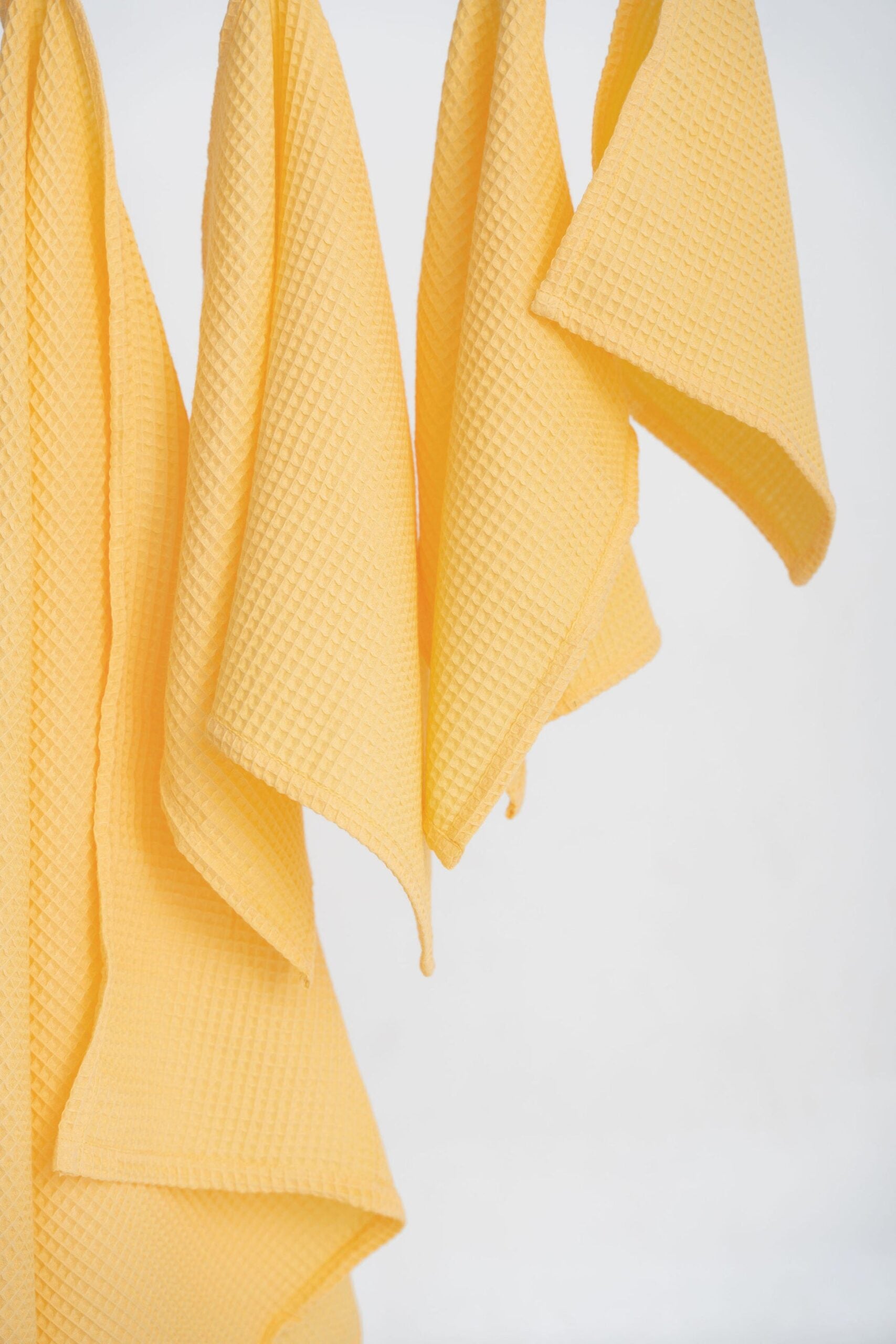 Organic Waffle Cotton Towel - Yellow