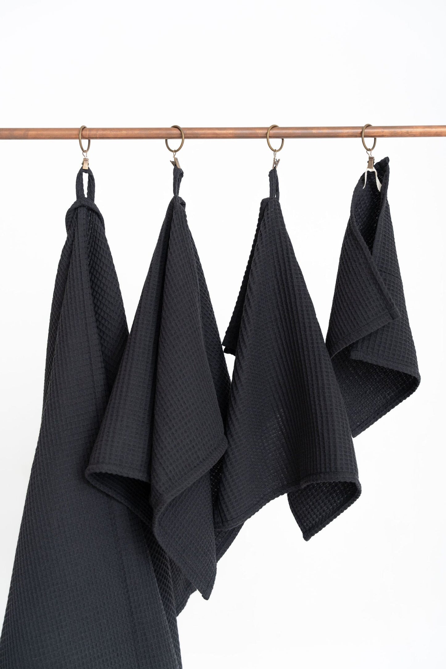 Organic Waffle Cotton Towel - Black